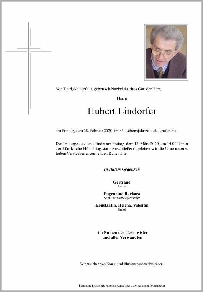 Hubert Lindorfer • Bestattung Brunhuber