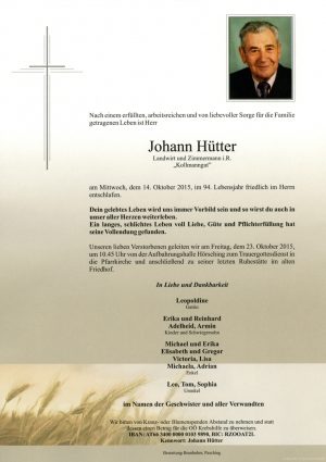 Portrait von Johann Hütter