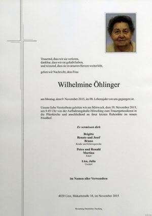 Portrait von Wilhelmine Öhlinger