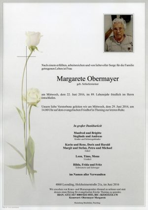 Portrait von Margarete Obermayer