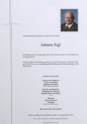 Portrait von Johann Sigl