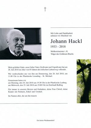 Portrait von Johann Hackl