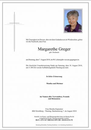 Portrait von Margarethe Greger