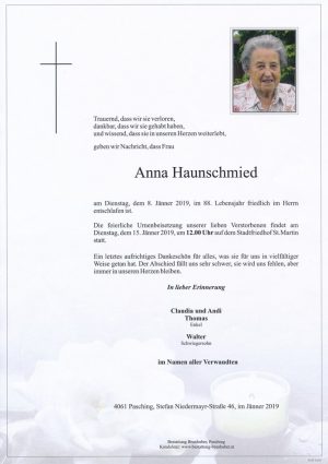 Portrait von Haunschmied Anna