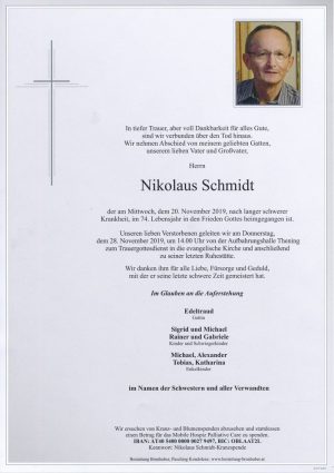 Portrait von Nikolaus Schmidt