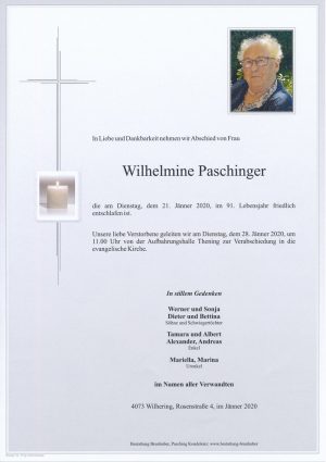 Portrait von Wilhelmine Paschinger